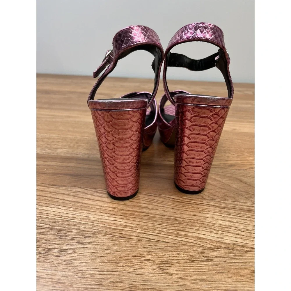 New York & Company Metallic Pink Snakeskin Platform Heels Women's Size‎ 9.5 NEW